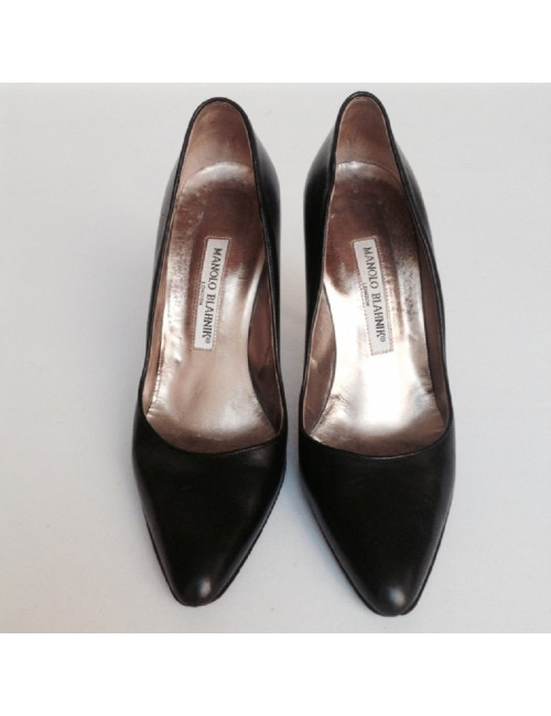 Escarpins en cuir noir MANOLO BLAHNIK T38