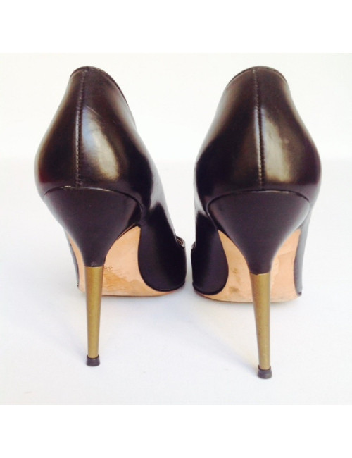 Escarpins en cuir noir MANOLO BLAHNIK T38