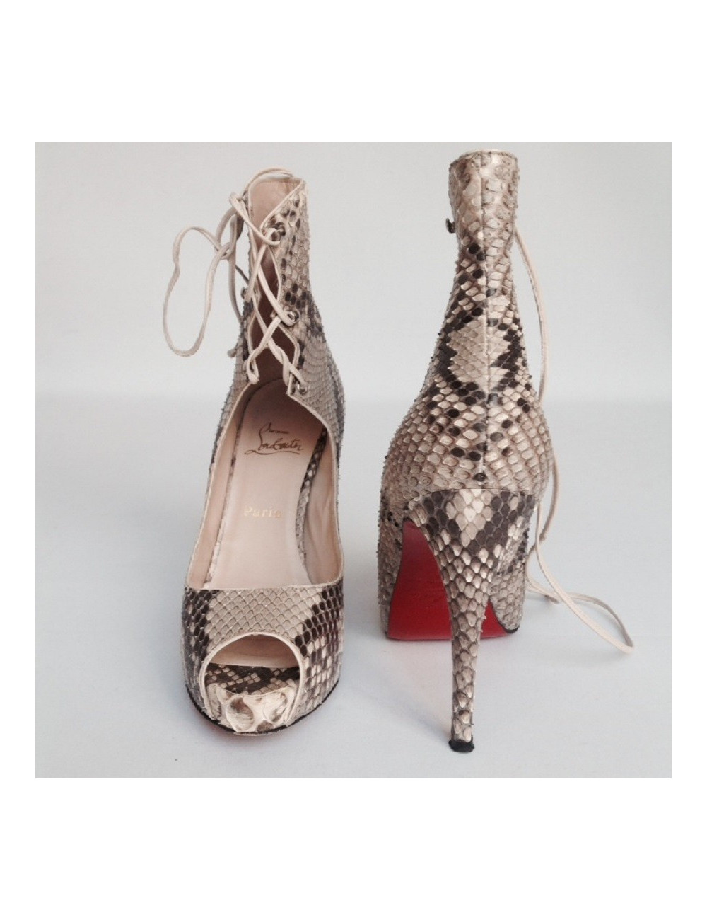 Bottines  'Very Privé' en python CHRISTIAN LOUBOUTIN T38