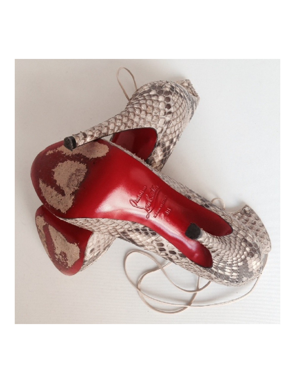 Bottines  'Very Privé' en python CHRISTIAN LOUBOUTIN T38