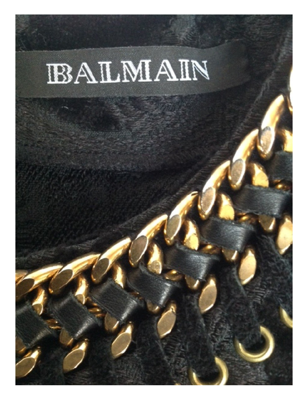 Robe BALMAIN en velours damassé noir brodé or