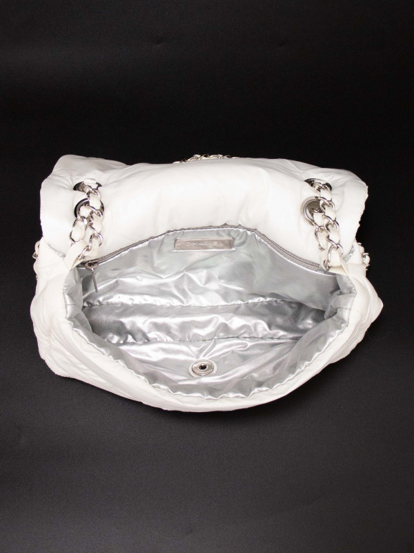 Sac Bandoulière Chanel Collection Neige en Toile Parachute Blanche par Karl Lagerfeld