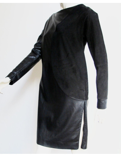 Robe EMMANUEL UNGARO en cuir noir