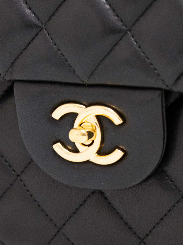 Jumbo Chanel cuir d'agneau noir