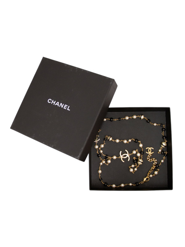 Sautoir Chanel Perles Nacres Bicolores