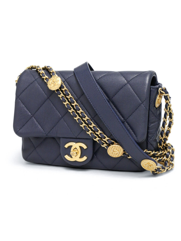 Sac matelassé bleu caviar Chanel