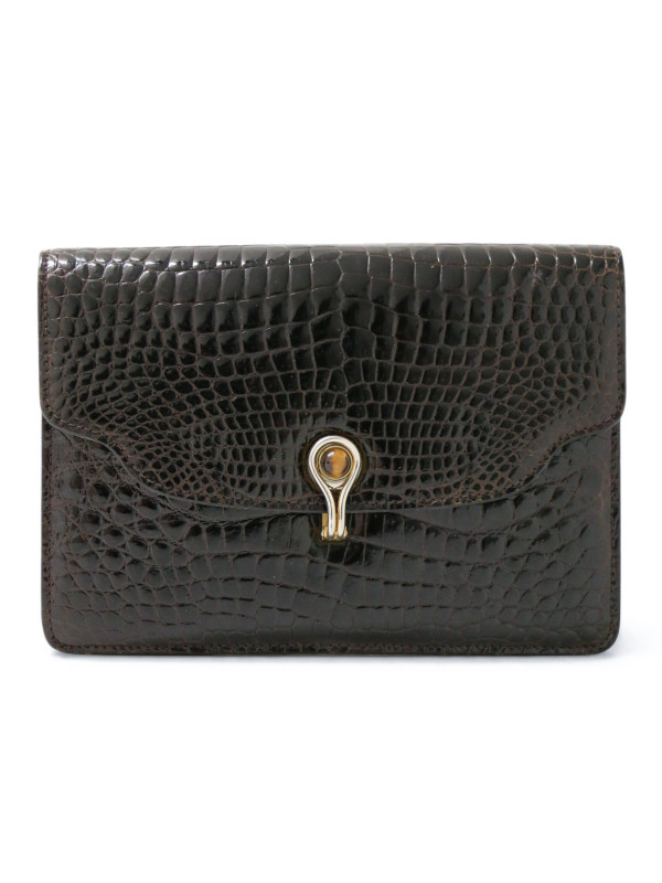 Pochette Gucci Alligator marron Vintage