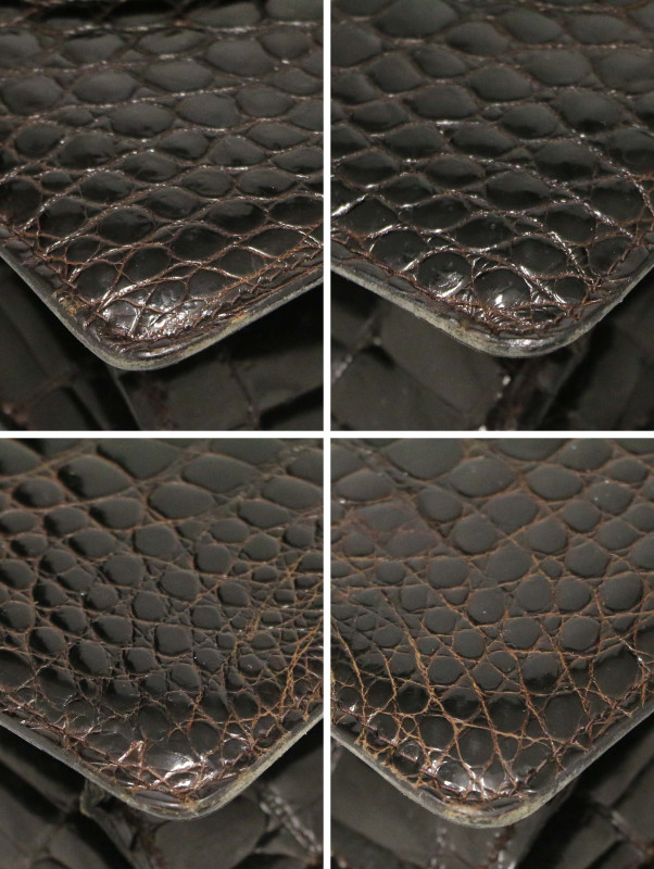 Pochette Gucci Alligator marron oeil de tigre Vintage