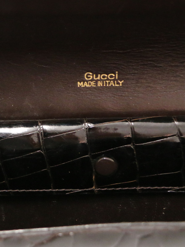 Pochette Gucci Alligator marron Vintage
