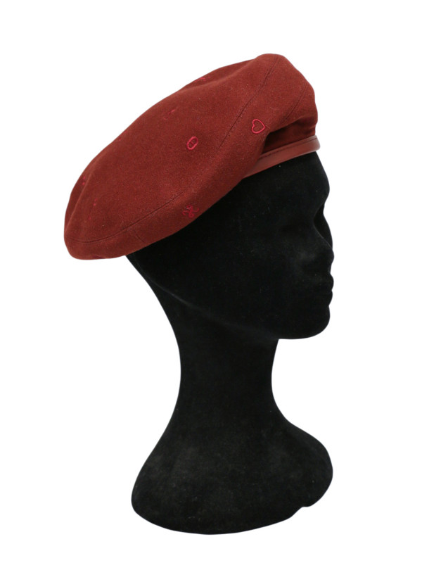 Béret Hermès 100 % cachemire cuir d'agneau