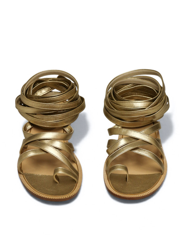 Sandales Chanel Spartiates T39,5 dorées