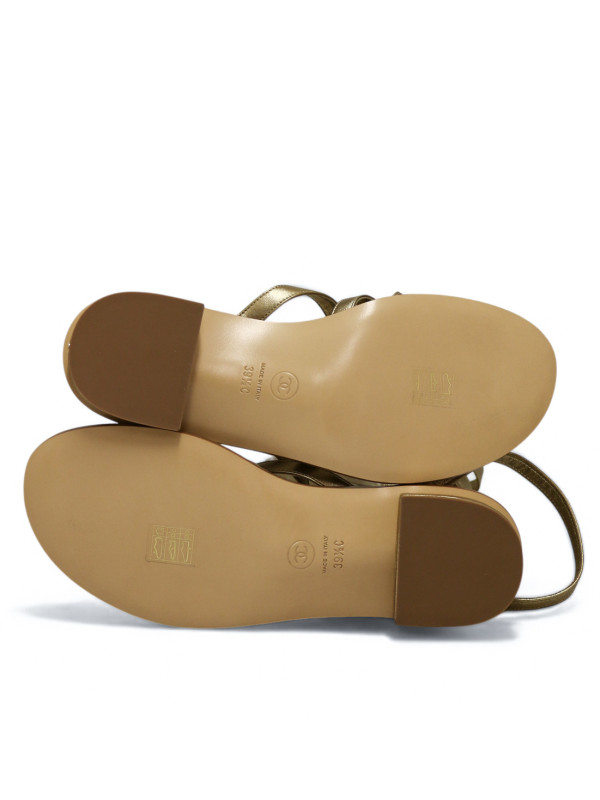 Sandales Chanel Spartiates T39,5 dorées
