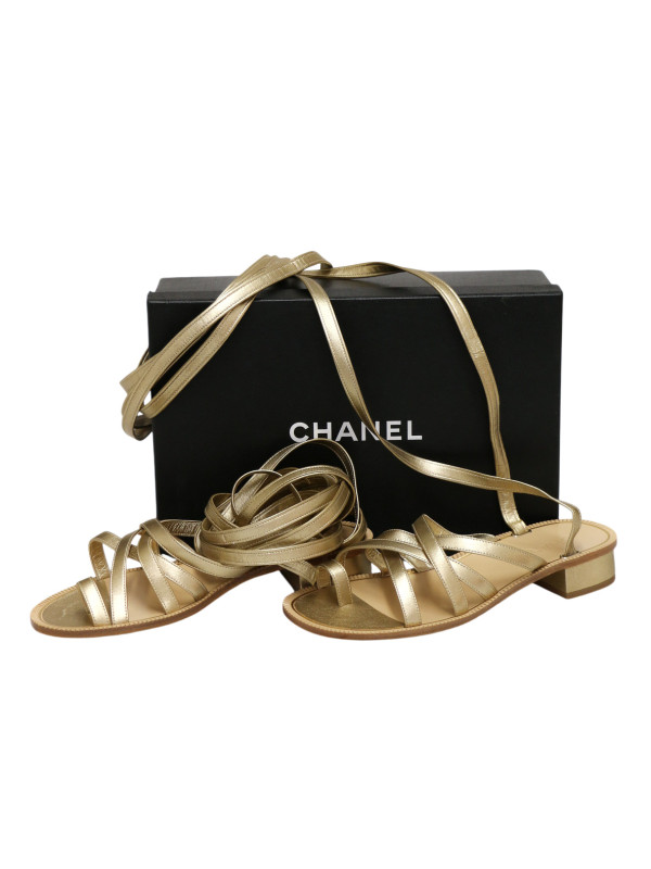 Sandales Chanel Spartiates T39,5 dorées 2