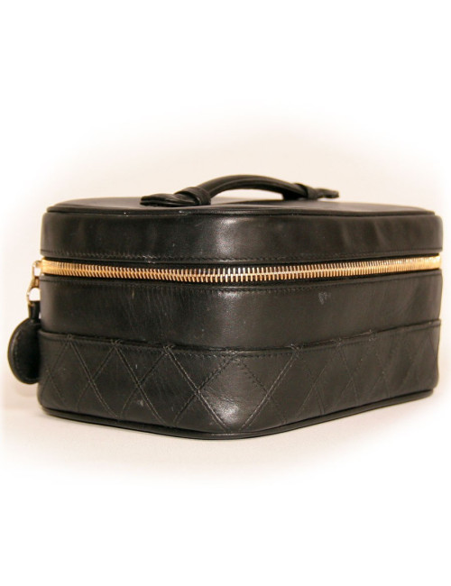 Vanity case CHANEL en cuir noir