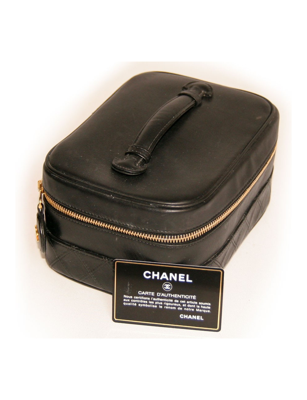 Vanity case CHANEL en cuir noir