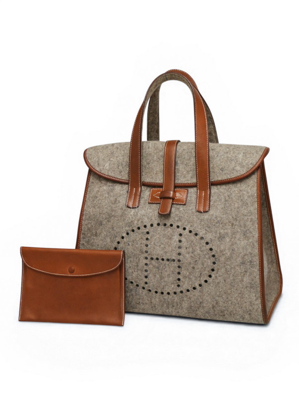 Sac Hermès Feudou Evelyne laine grise