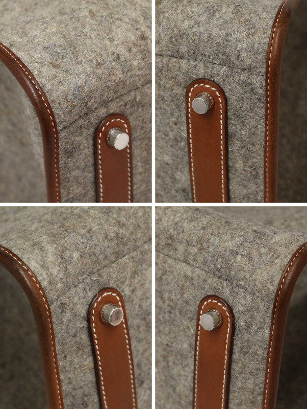 Sac Hermès Feudou Evelyne laine grise