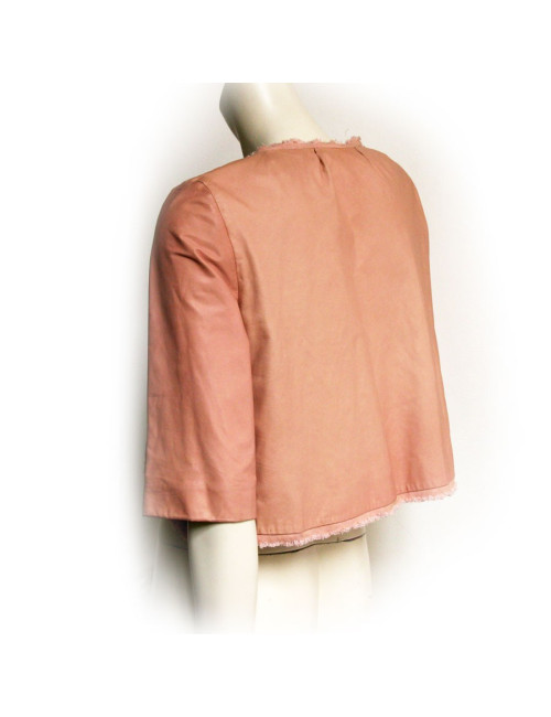 Veste en cuir rose pale MAURIZIO PECORARO Taille 42