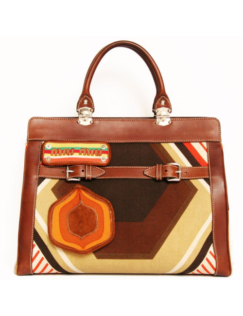Sac MIU MIU toile et cuir