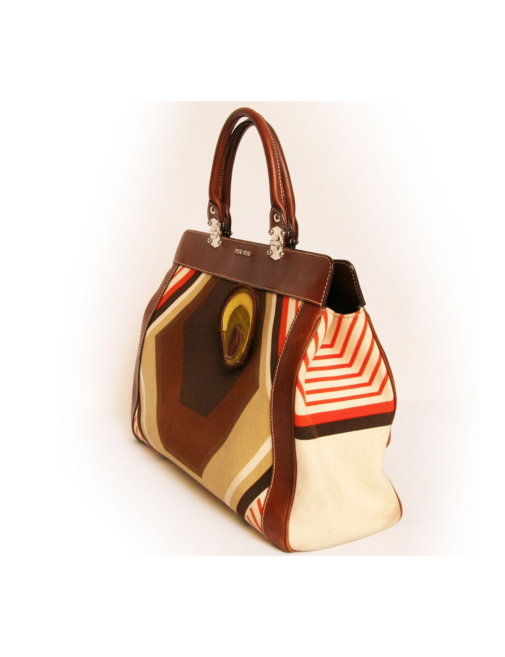 Sac MIU MIU toile et cuir