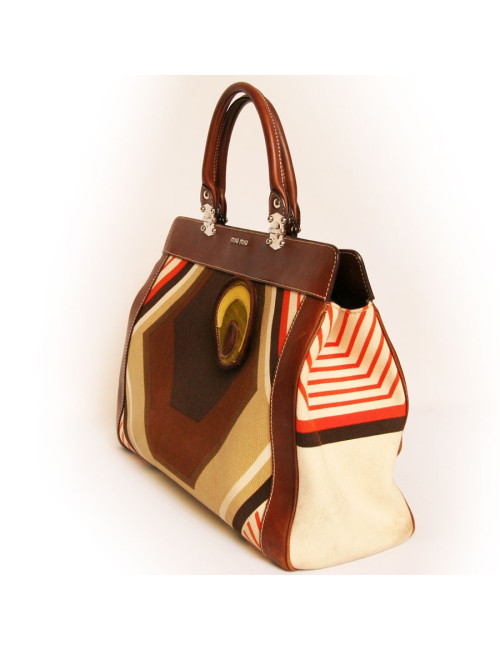 Sac MIU MIU toile et cuir