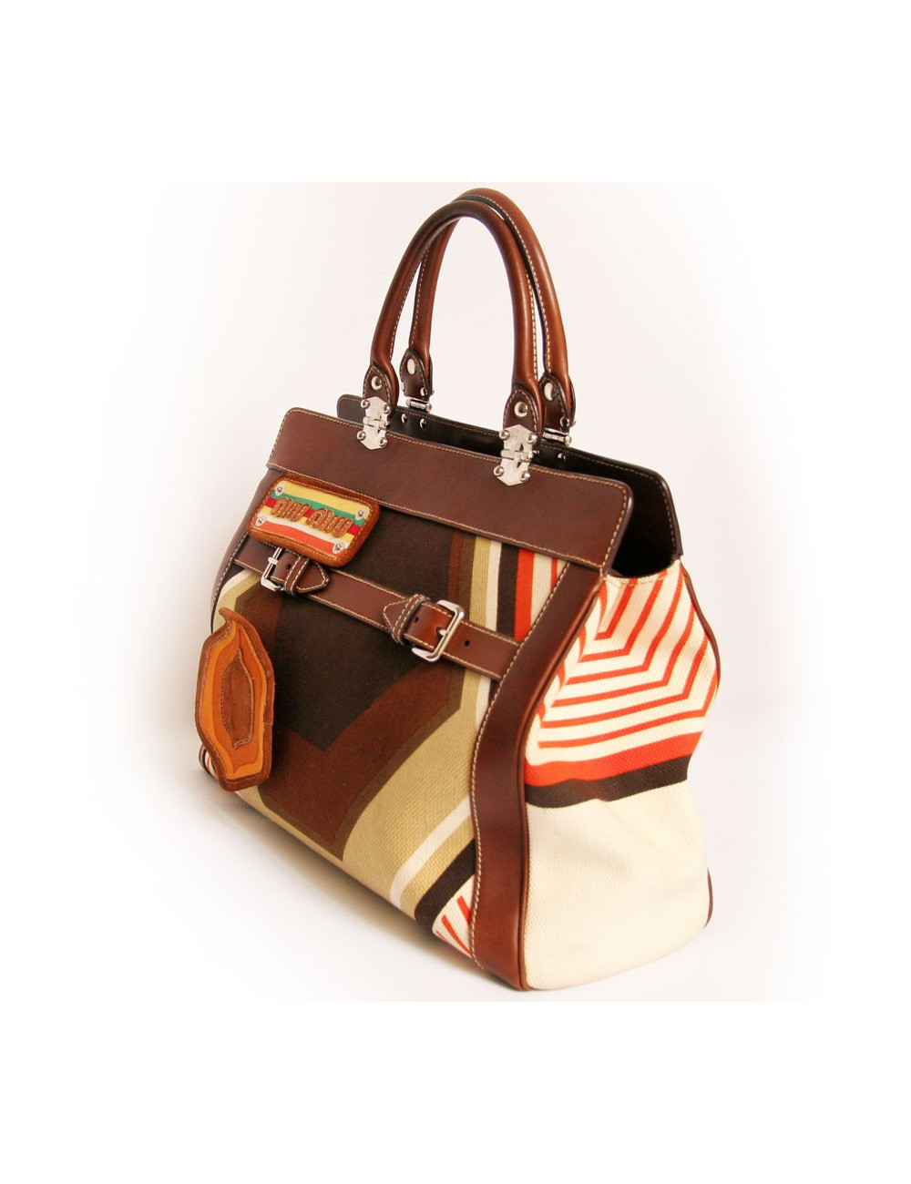 Sac MIU MIU toile et cuir