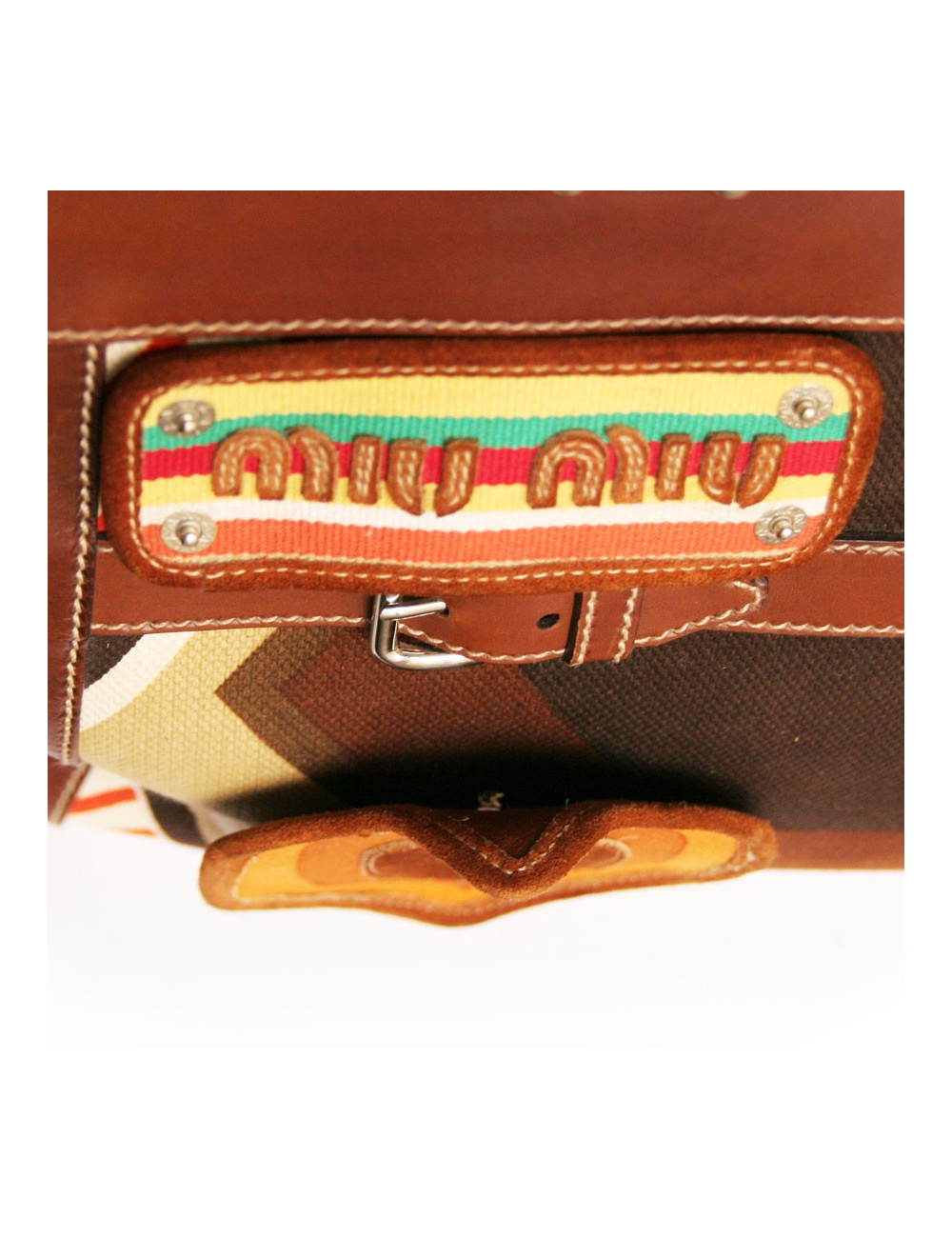 Sac MIU MIU toile et cuir