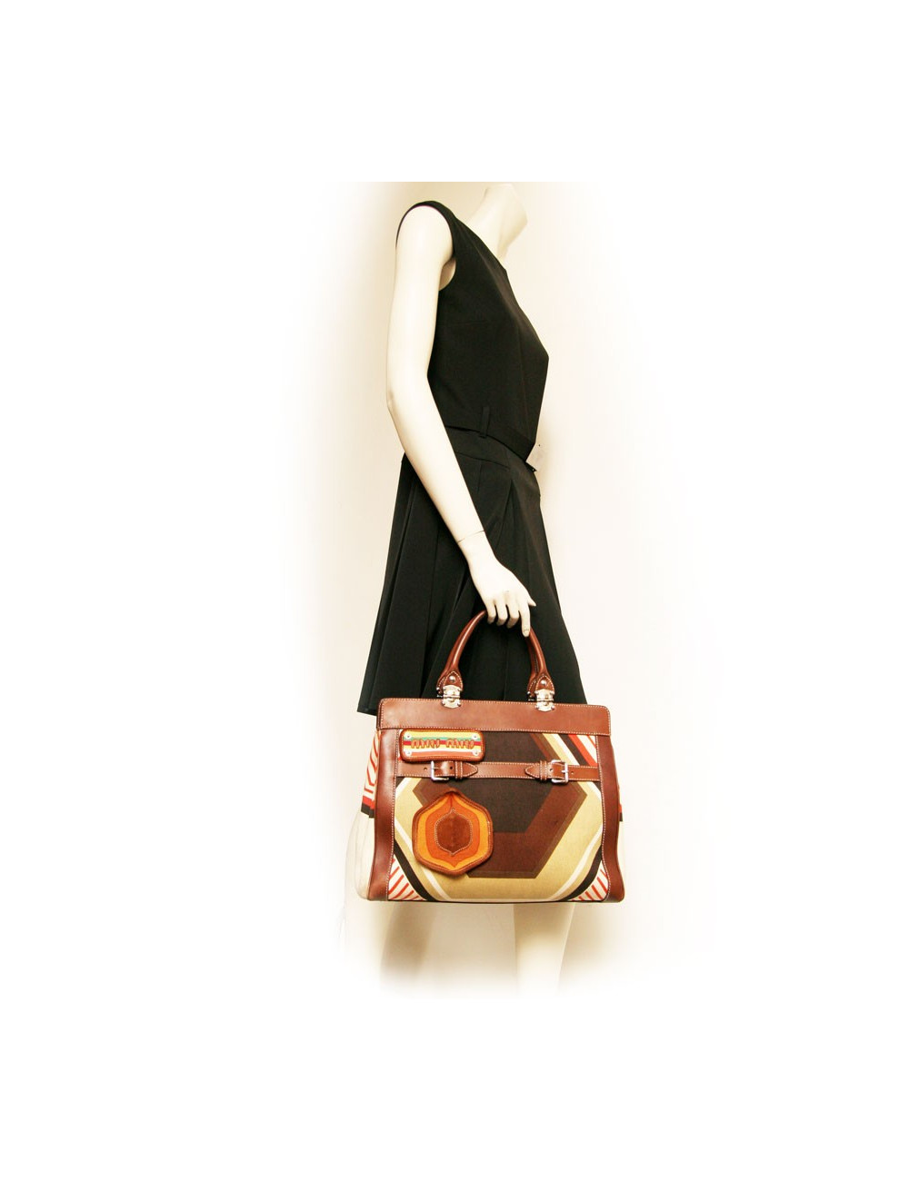 Sac MIU MIU toile et cuir