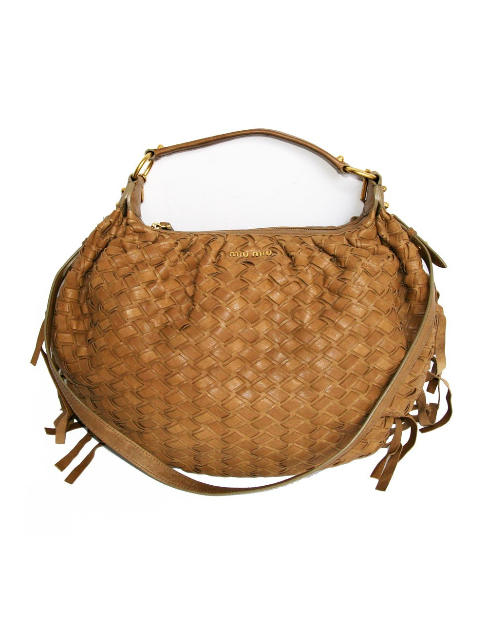 Sac MIU MIU cuir marron tréssé