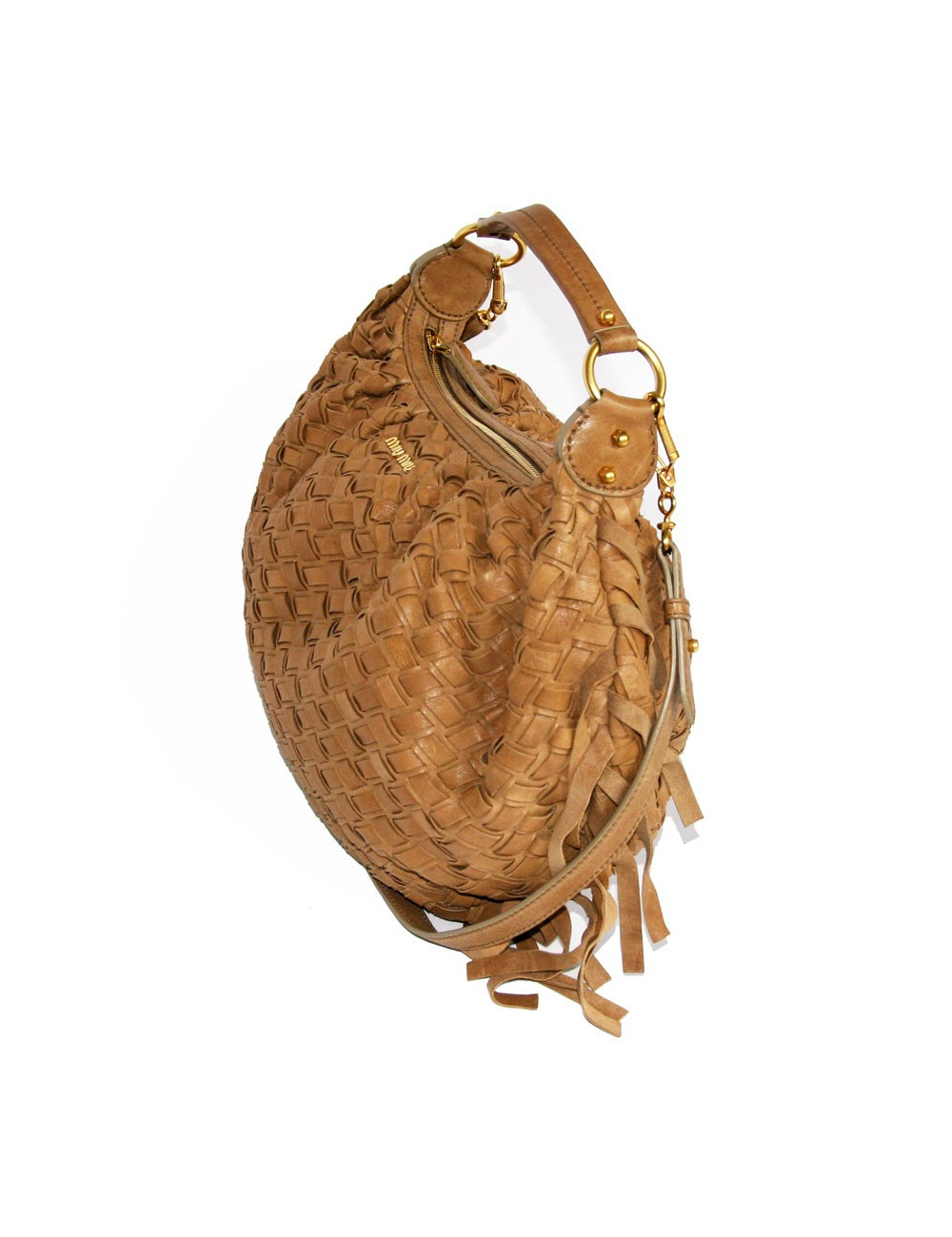 Sac MIU MIU cuir marron tréssé