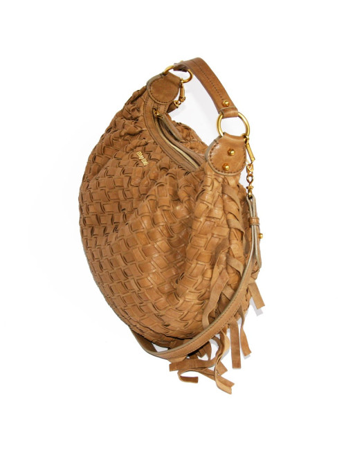 Sac MIU MIU cuir marron tréssé