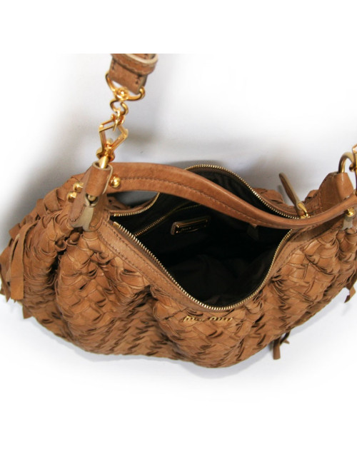 Sac MIU MIU cuir marron tréssé