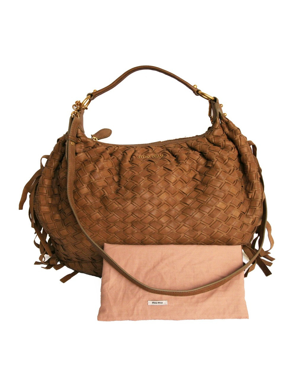 Sac MIU MIU cuir marron tréssé