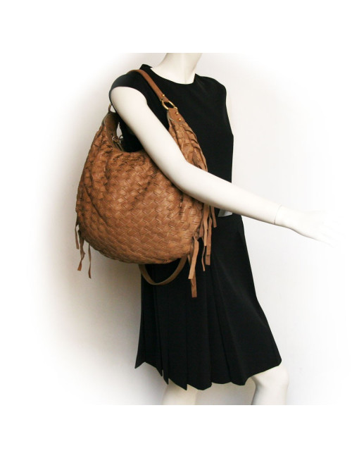 Sac MIU MIU cuir marron tréssé