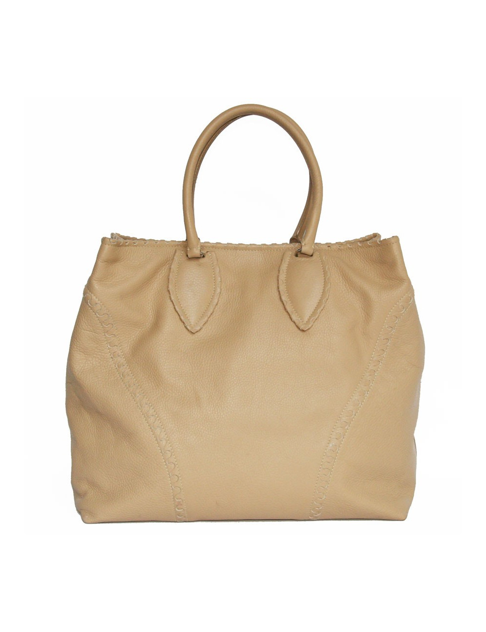 Grand sac cabas beige cuir grainé ALAIA 