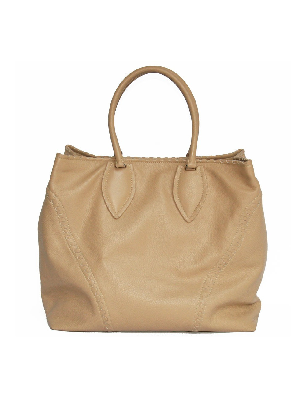 Grand sac cabas beige cuir grainé ALAIA 