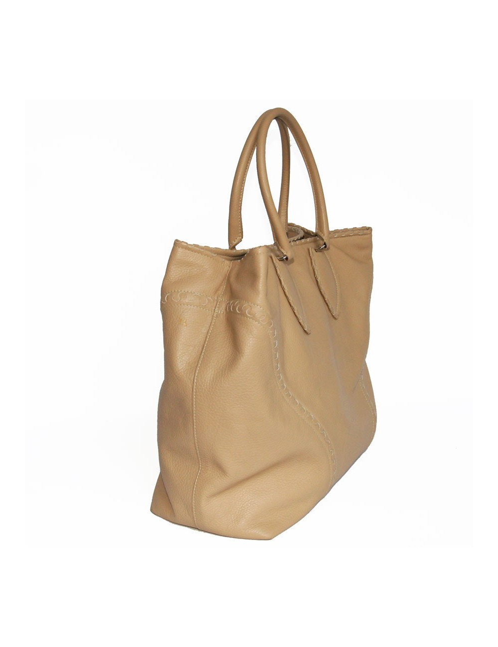 Grand sac cabas beige cuir grainé ALAIA 