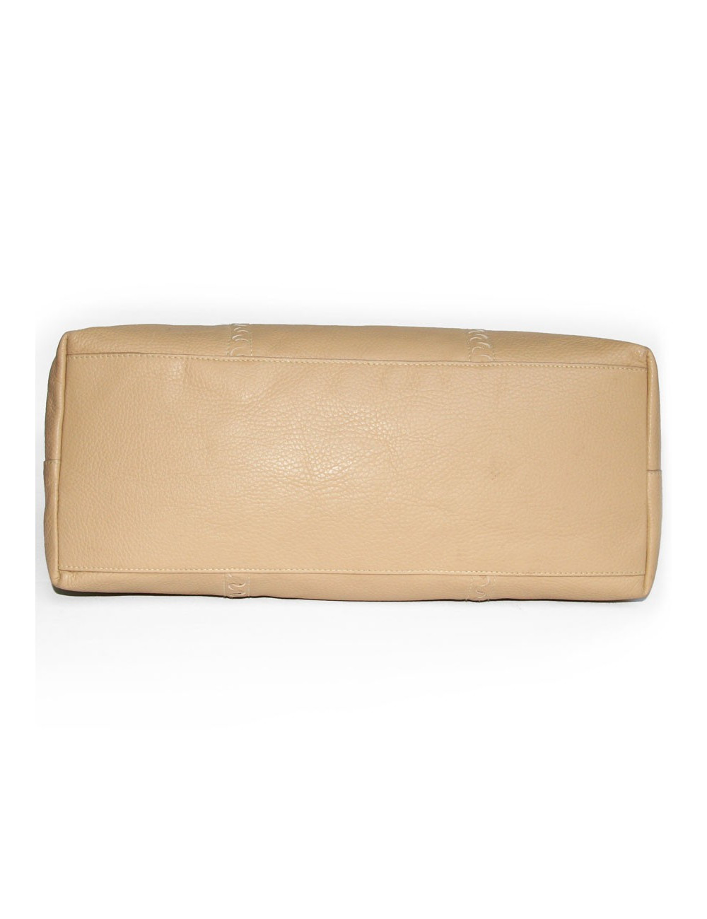 Grand sac cabas beige cuir grainé ALAIA 