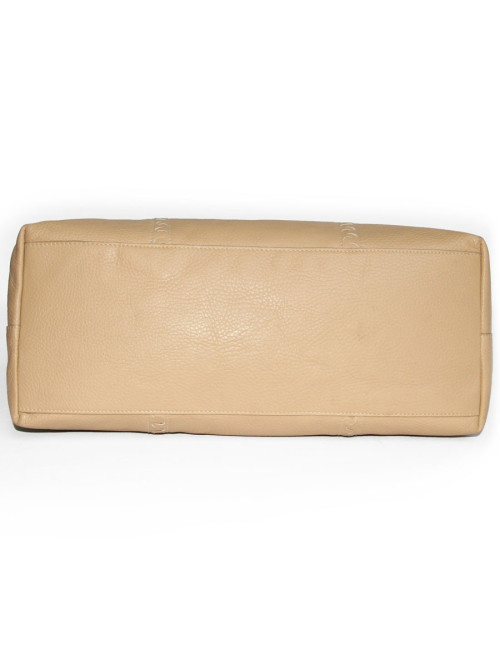 Grand sac cabas beige cuir grainé ALAIA 