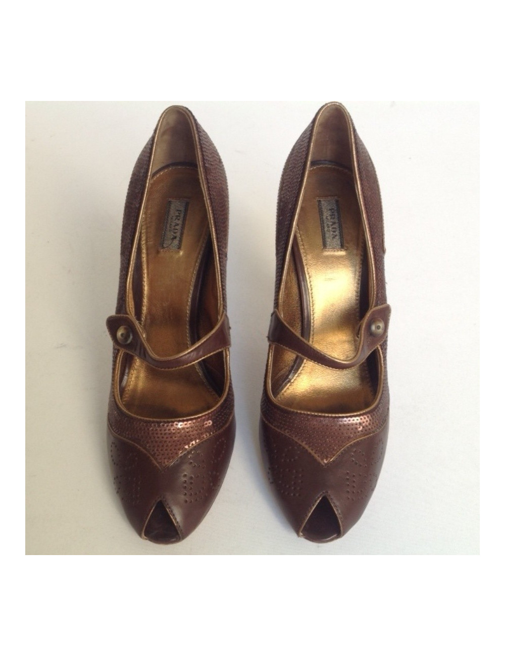 Sandales hautes PRADA  T40 cuir marron dorée