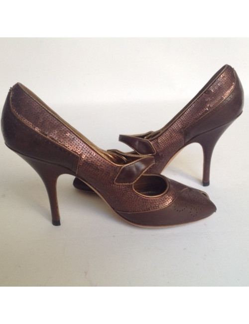 Sandales hautes PRADA  T40 cuir marron dorée