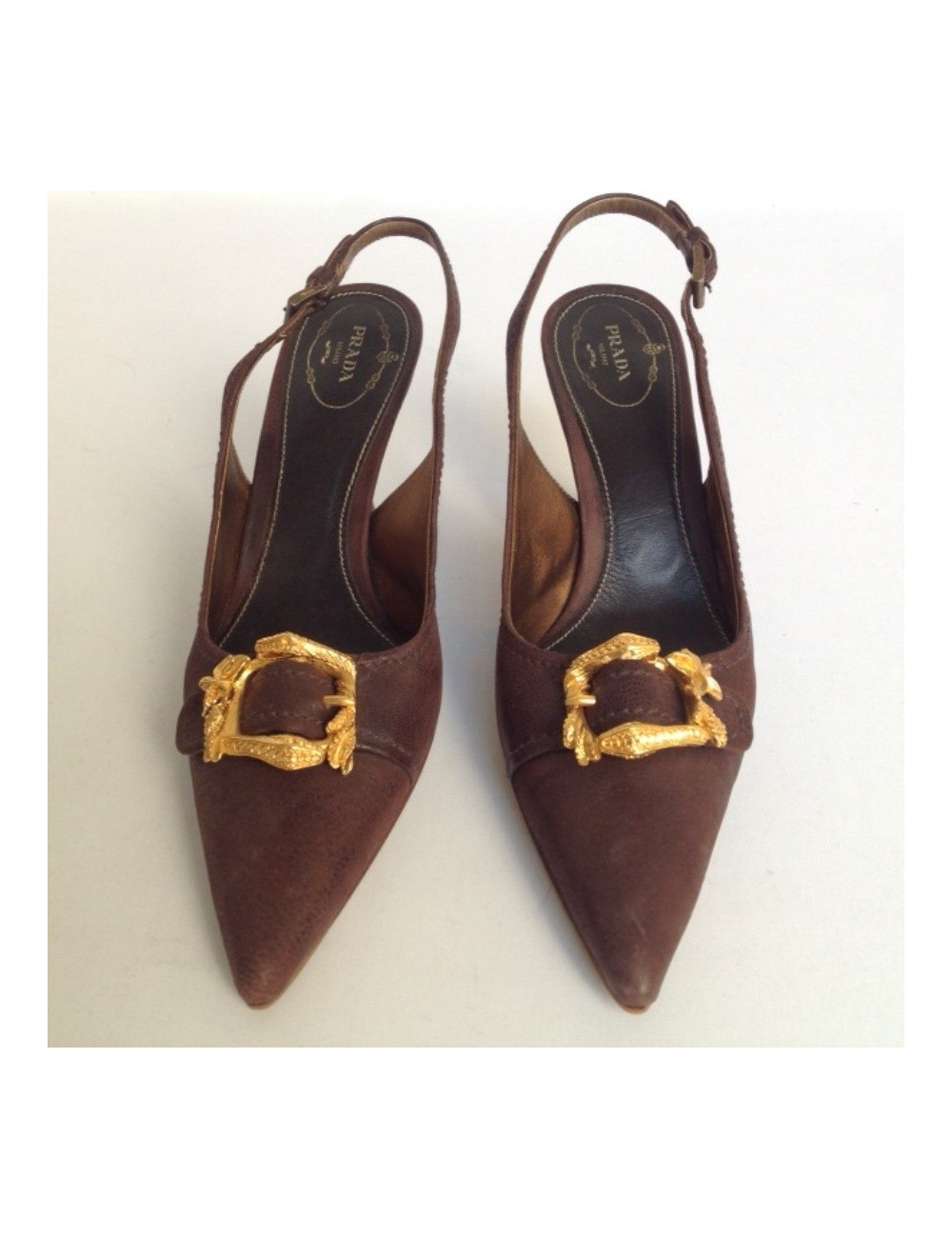 escarpins PRADA  T40 cuir marron