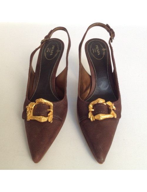 escarpins PRADA  T40 cuir marron