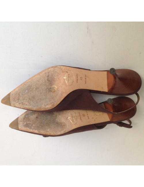 escarpins PRADA  T40 cuir marron