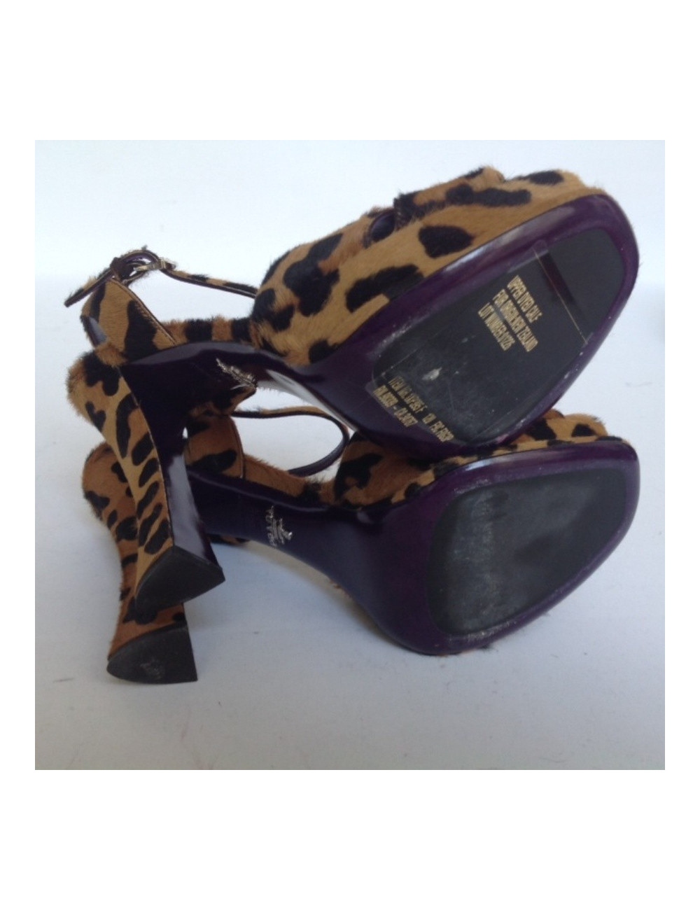 Sandales hautes PRADA T39.5 motifs leopard