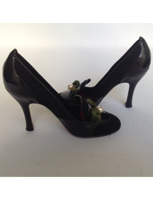 Escarpins LOUIS VUITTON T38 daim cuir verni noir