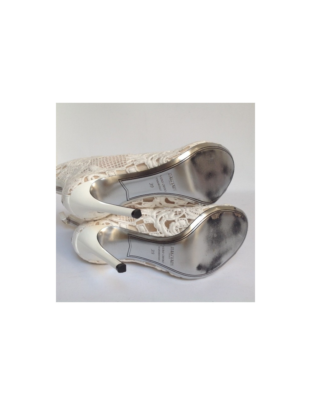 Bottines à talons ouverte BALMAIN T39  blanches