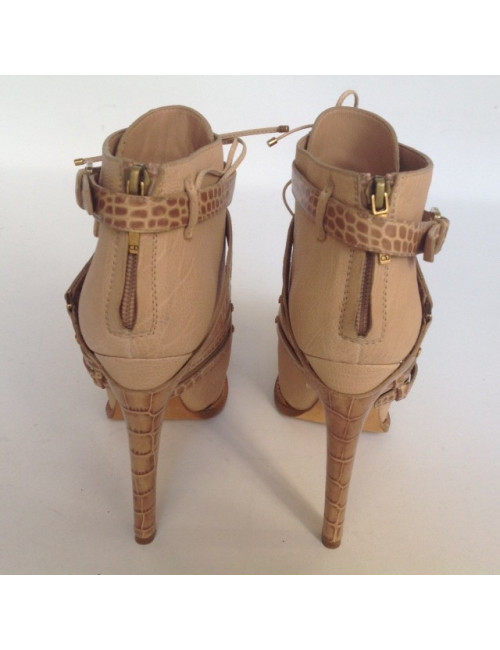 Bottines à talons DIOR T40 cuir et croco 