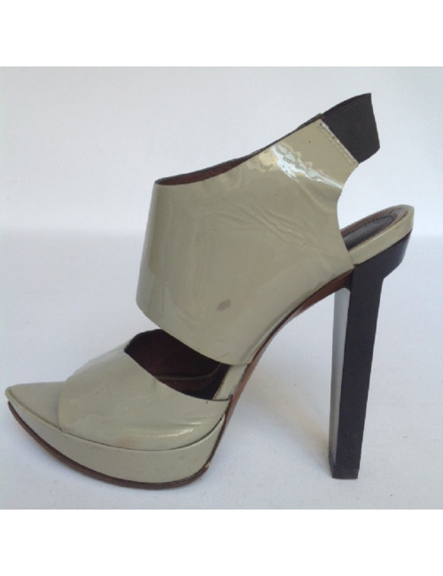 Sandales hautes MARNI T38 cuir verni gris