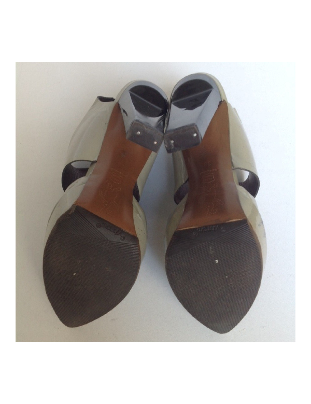 Sandales hautes MARNI T38 cuir verni gris